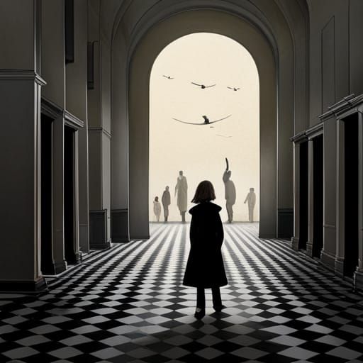 Surreal Digital Painting of Enigmatic Scene