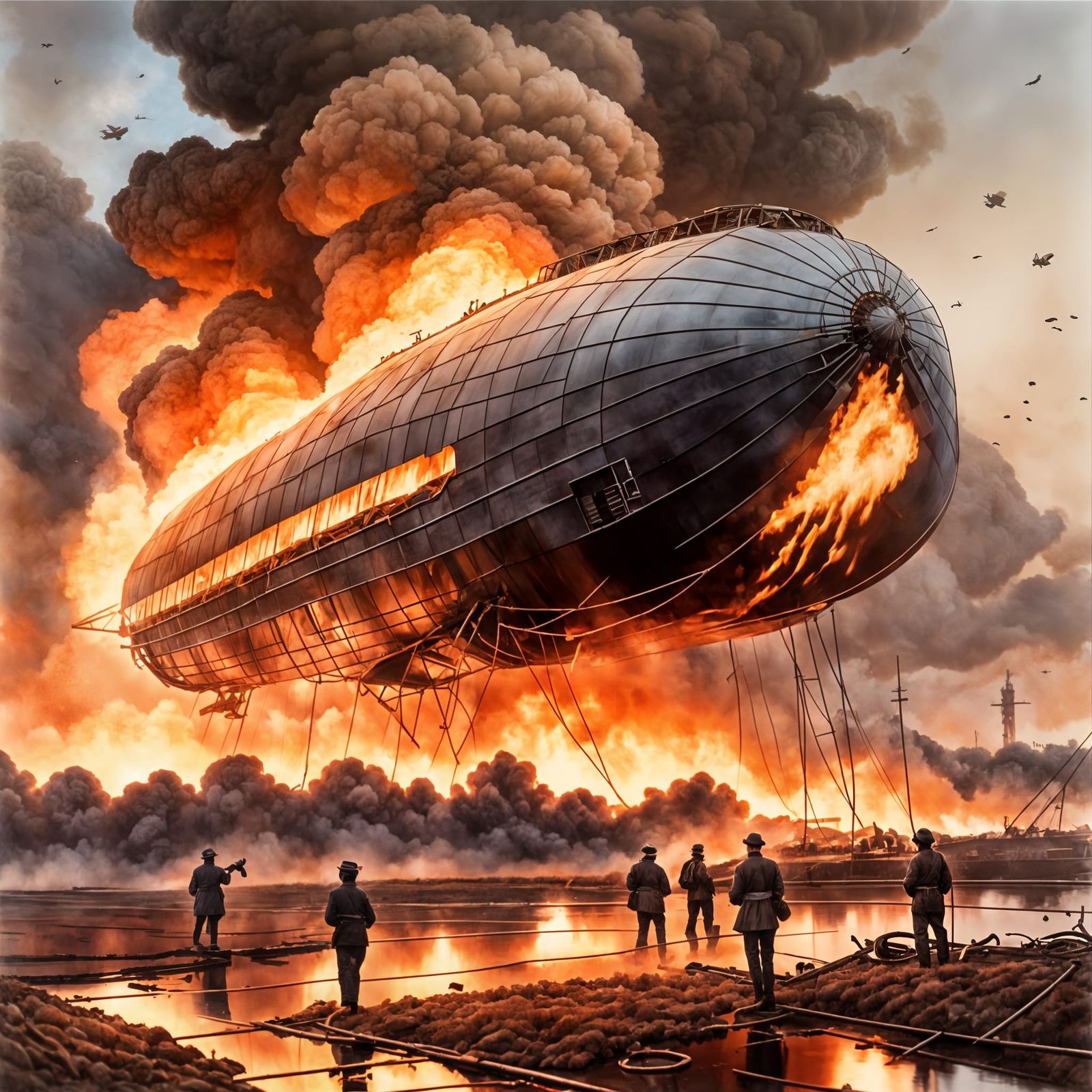 Hindenburg Airship Explodes in Fiery Inferno