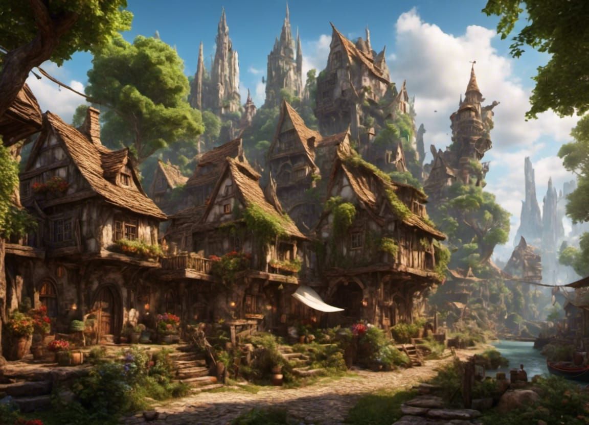 Enchanting Fantasy Village Scene