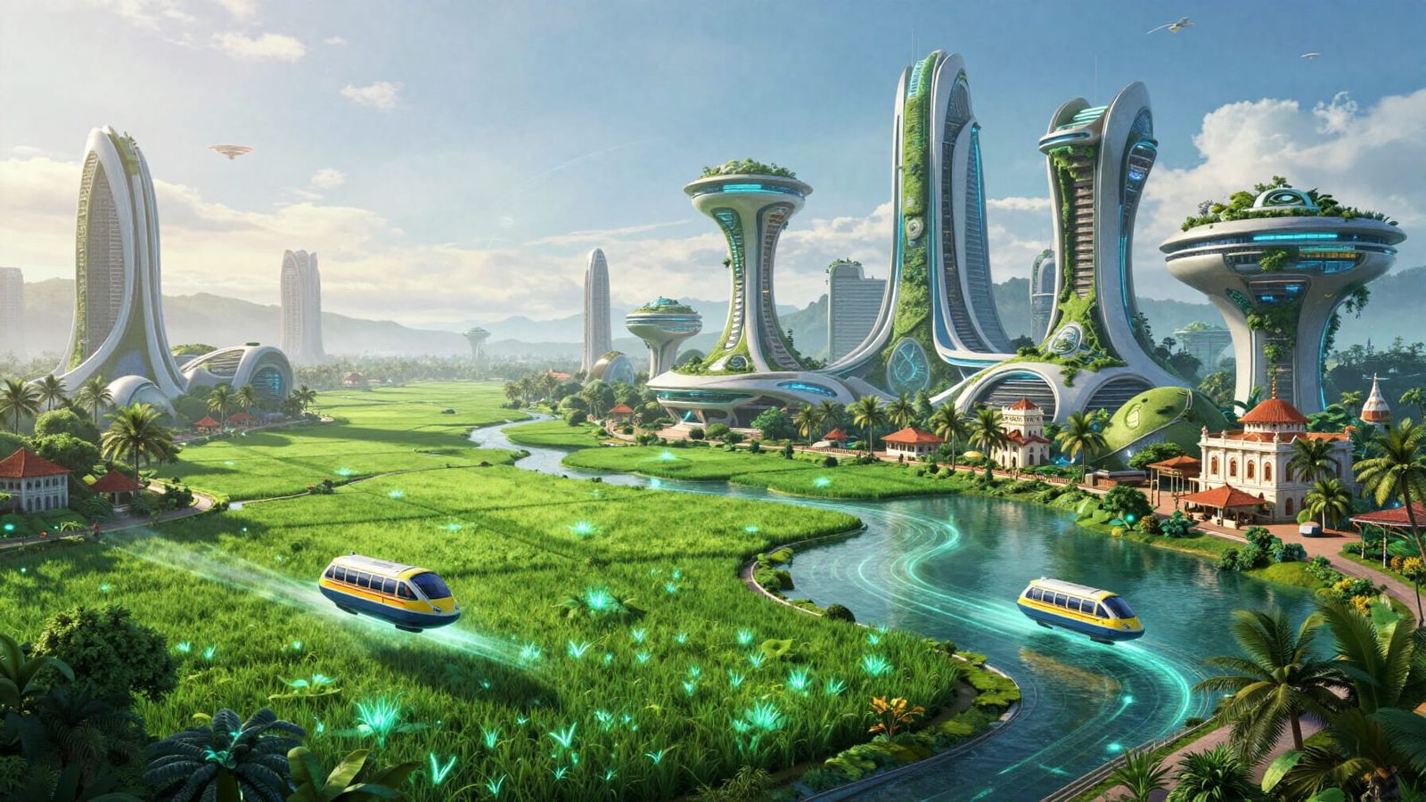 Futuristic Kerala 3025: Eco-Skyscrapers and Bioluminescent F...
