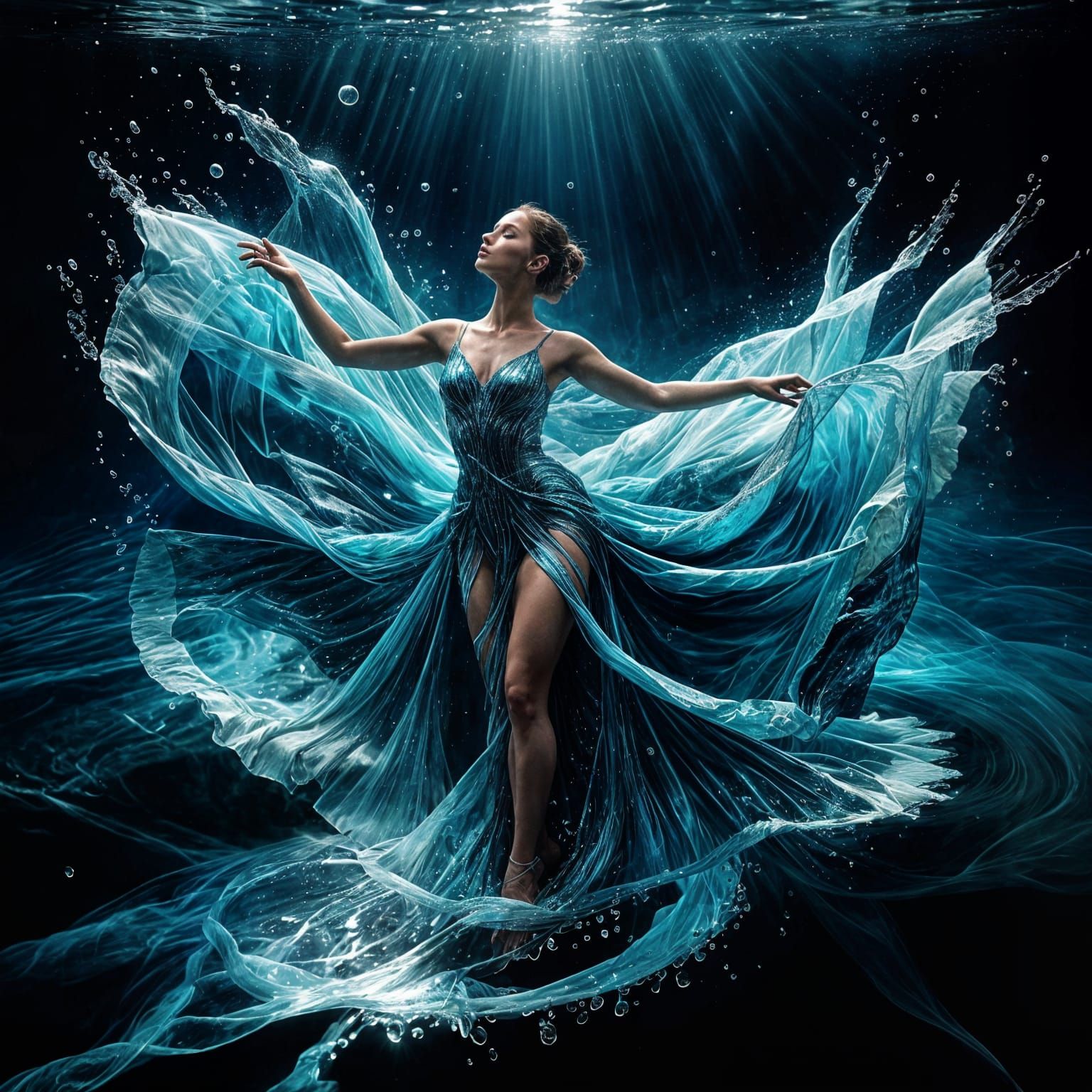 Ethereal Ballerina Dances in Swirling Living Water