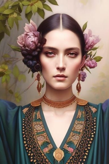 Goddess Portrait in Vibrant Digital Art Style