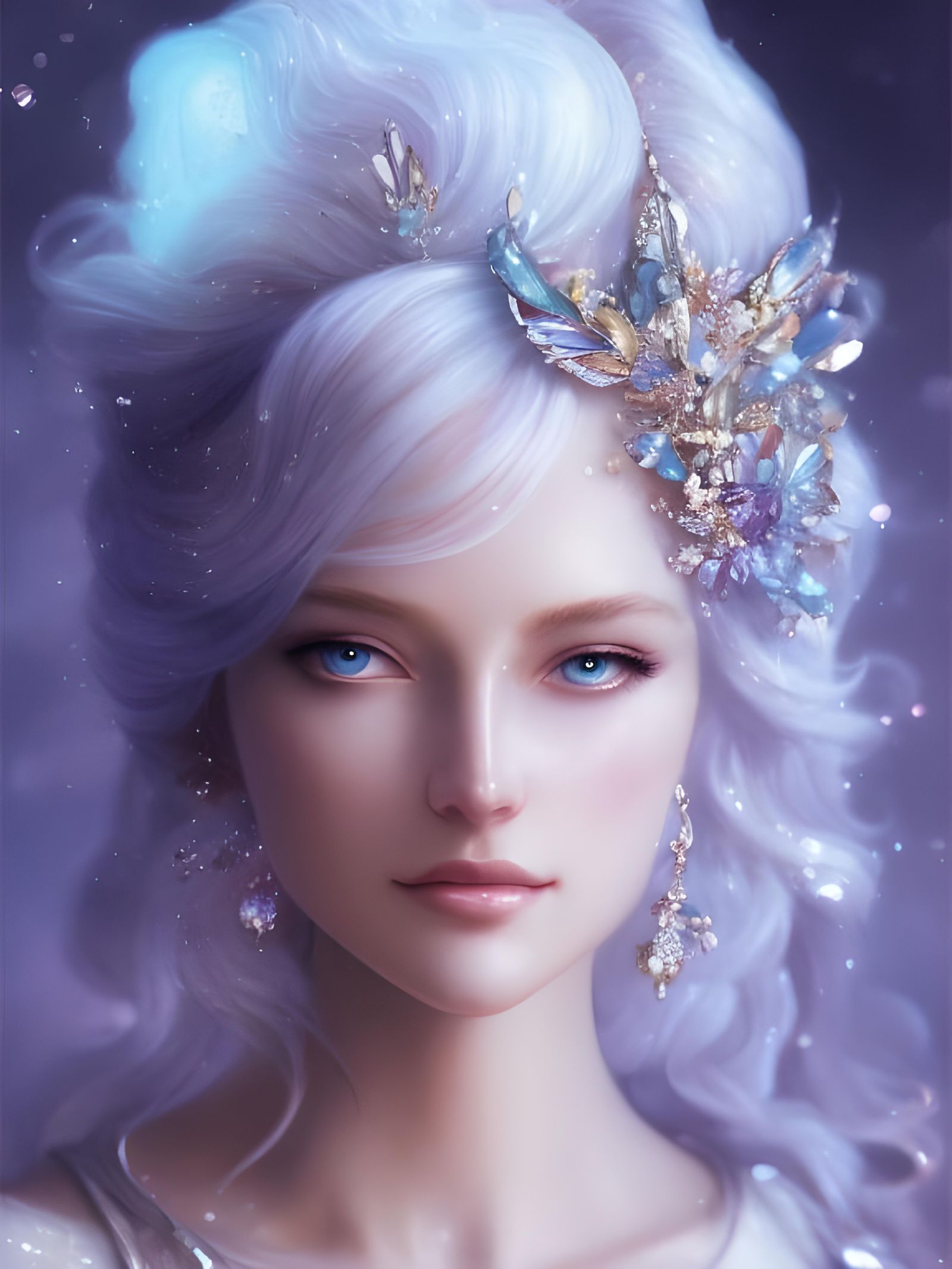 Glass Goddess Portrait with Pearl Adornments