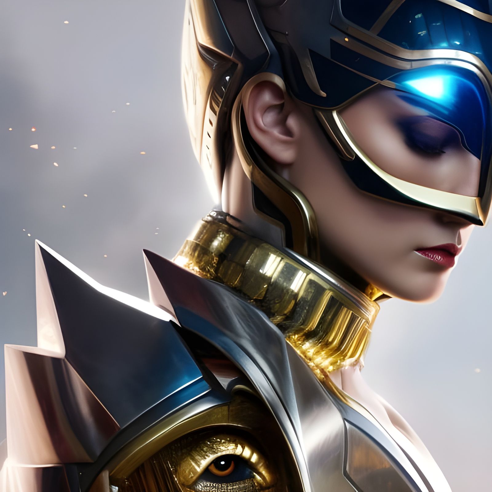 Stunning Armored Girl with Glowing Eyes: Fantasy Portrait