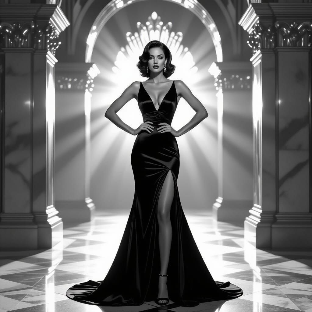 Confident Woman in Luxury Art Deco Photo