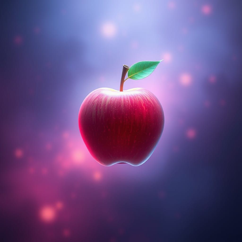 Luminescent Apple in Dreamlike Atmosphere