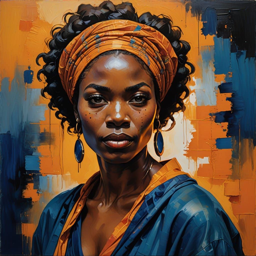 Confident Black Woman Illuminated by Warm Golden Light in a ...