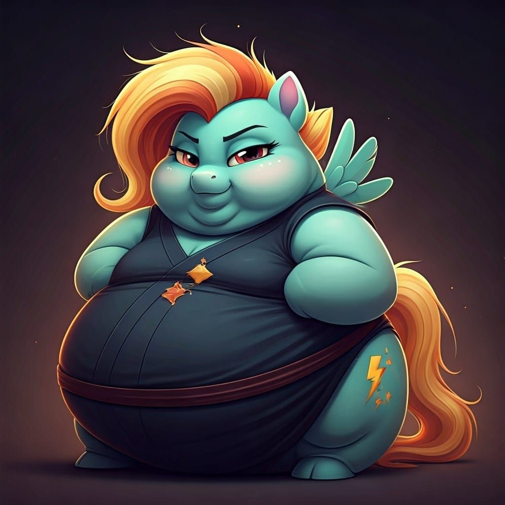 Gamboge-Eyed Pegasus Pony in Ninja Costume, 3D Anime Art Sty...