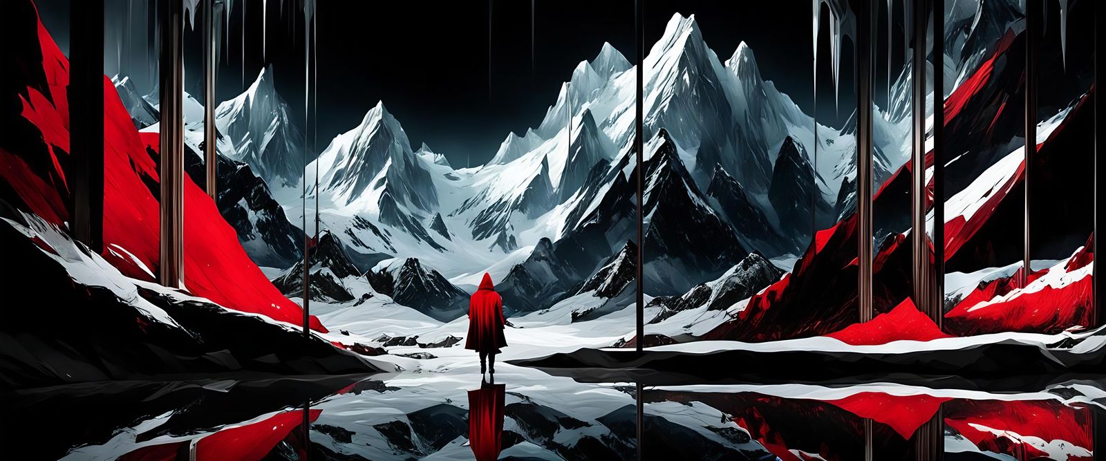 vivid lonely little red riding hood, refracted reflectice si...
