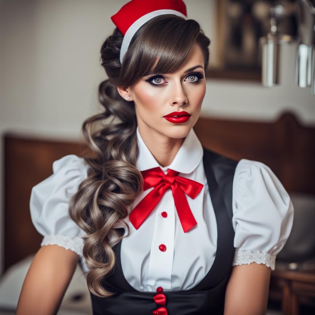 Glamorous Woman with Smoky Eyes and Red Lipstick