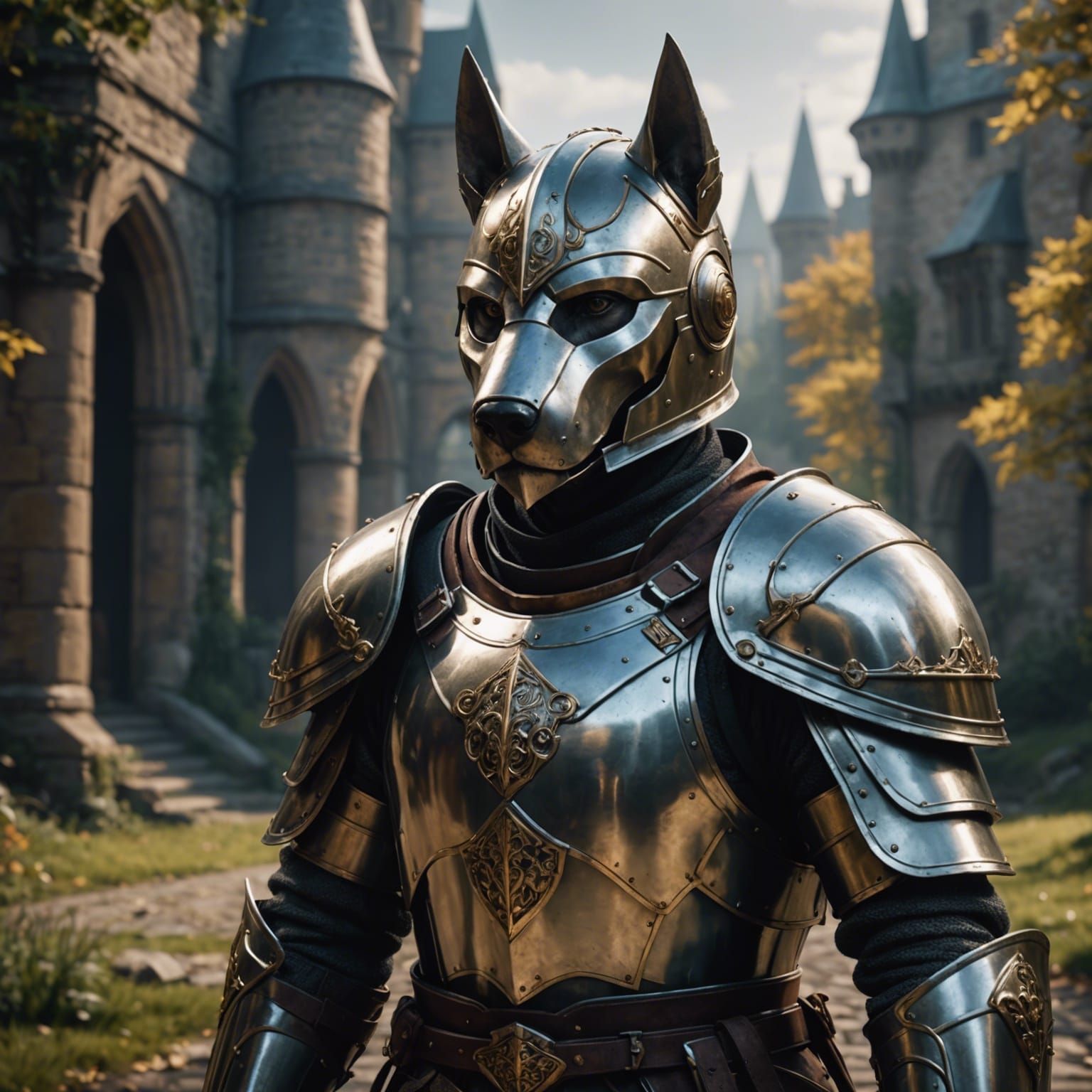 Dog Snout Helmet on Human Knight: Fantasy Concept Art