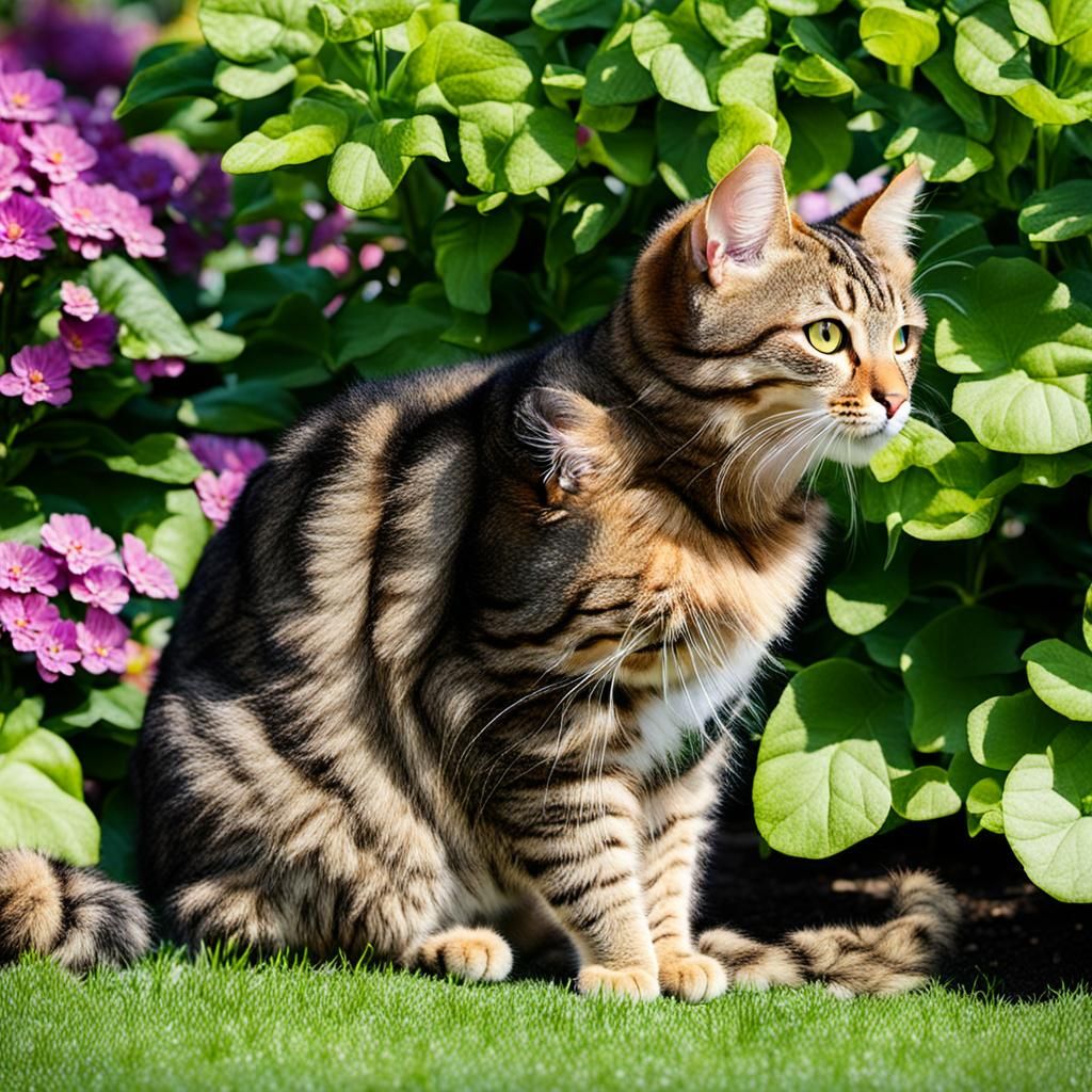 Tabby Cat Enjoying the Garden
