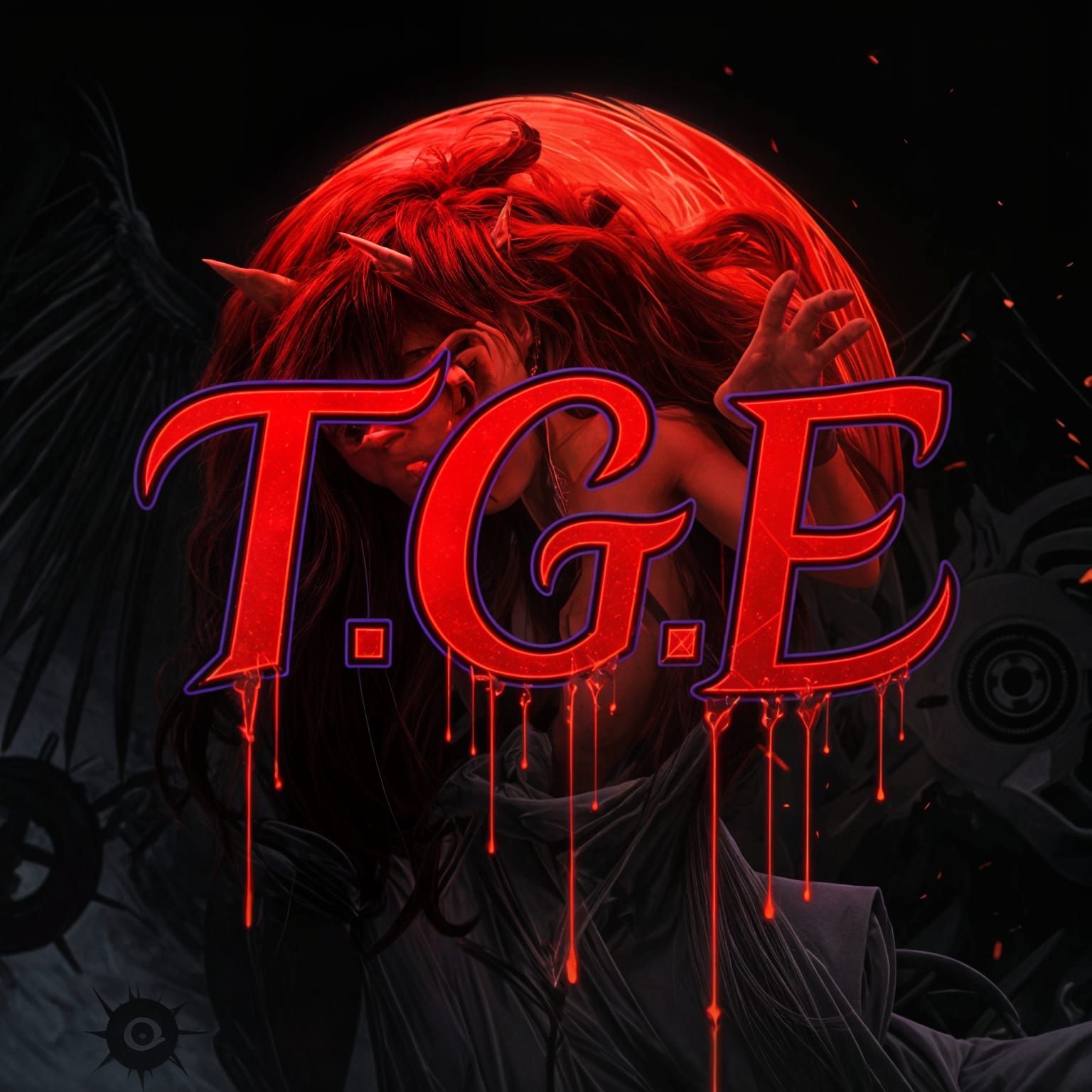 Demonic Angel Descending from Prism Light