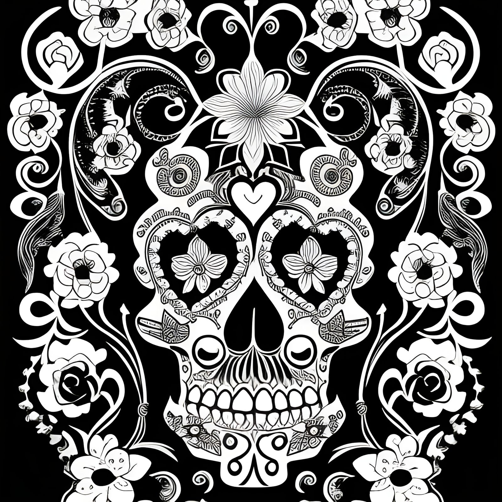 Day of the Dead Skull Coloring Page