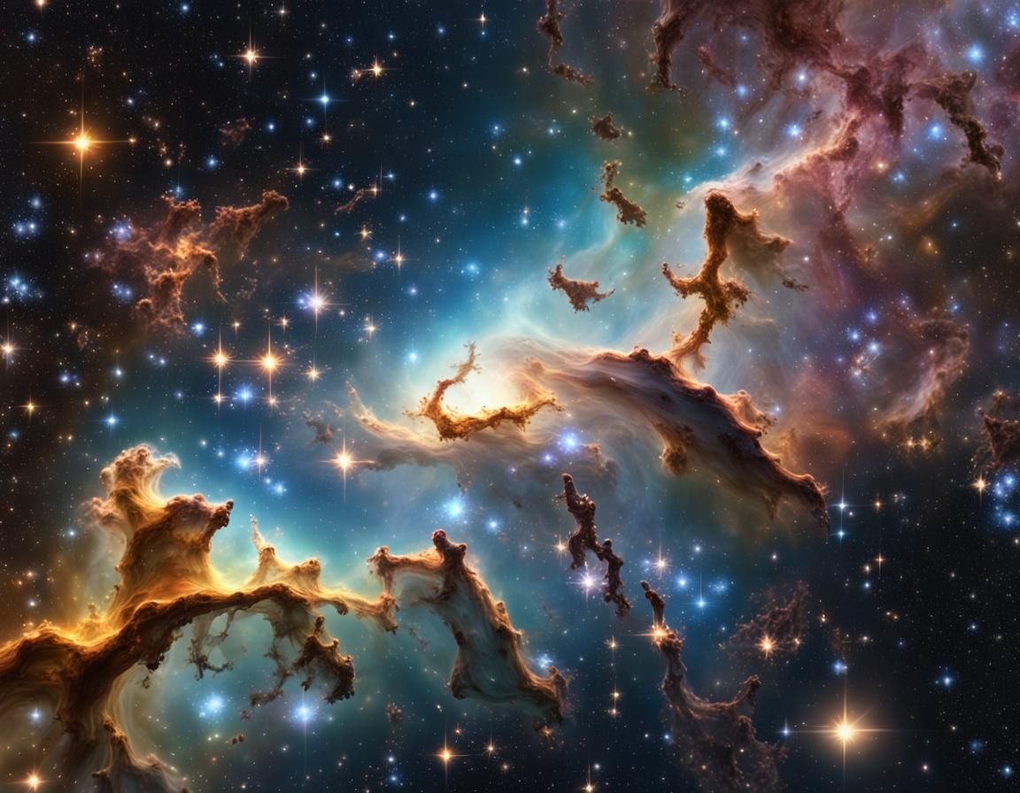 Flowing white space ocean of stars