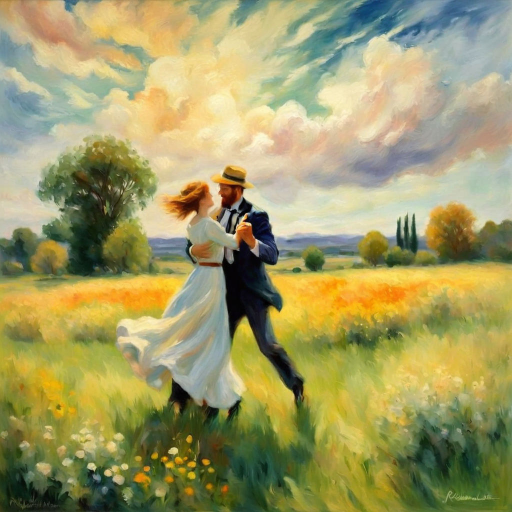 Couple Dancing in Lush Green Field