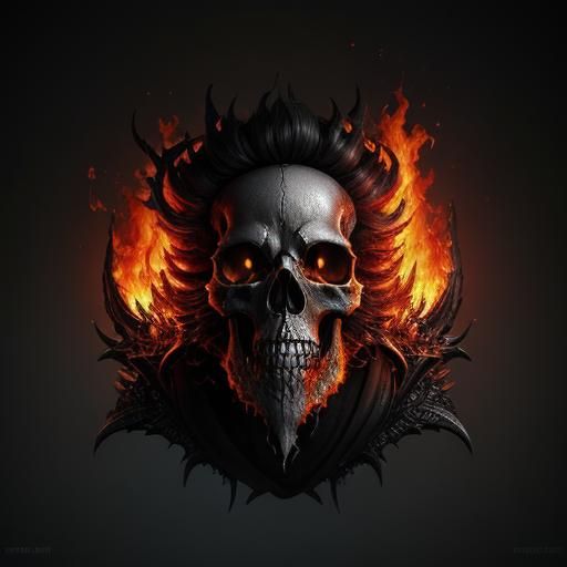 Burning Skull in Fire: Detailed Matte Painting