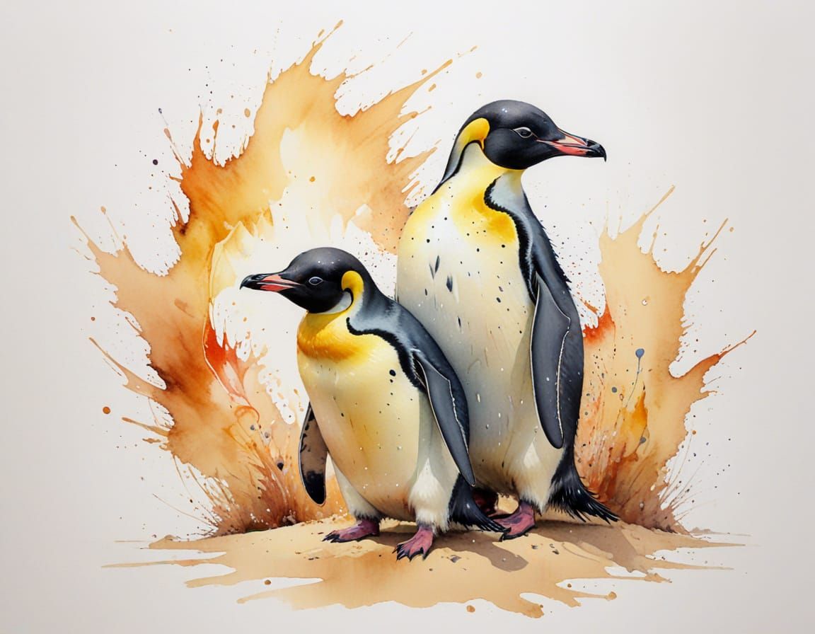 Emperor Penguin Wears Sun Visor on Golden Beach