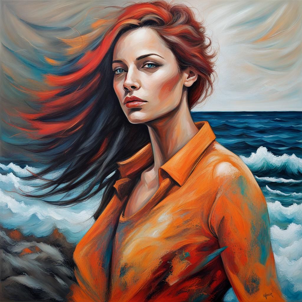 Abstract Portrait of a Confident Woman by the Ocean