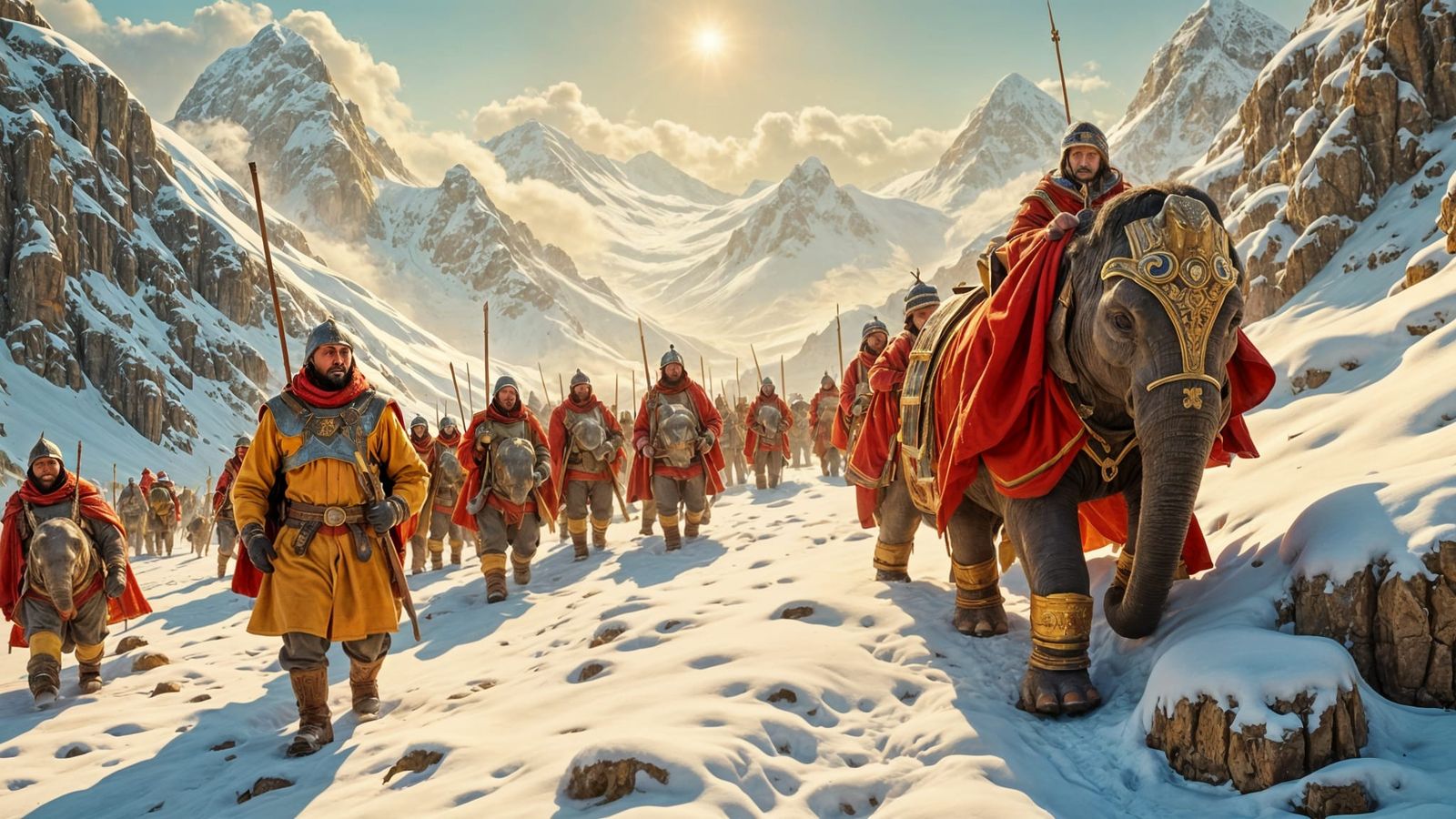 Hannibal crossing the alps.