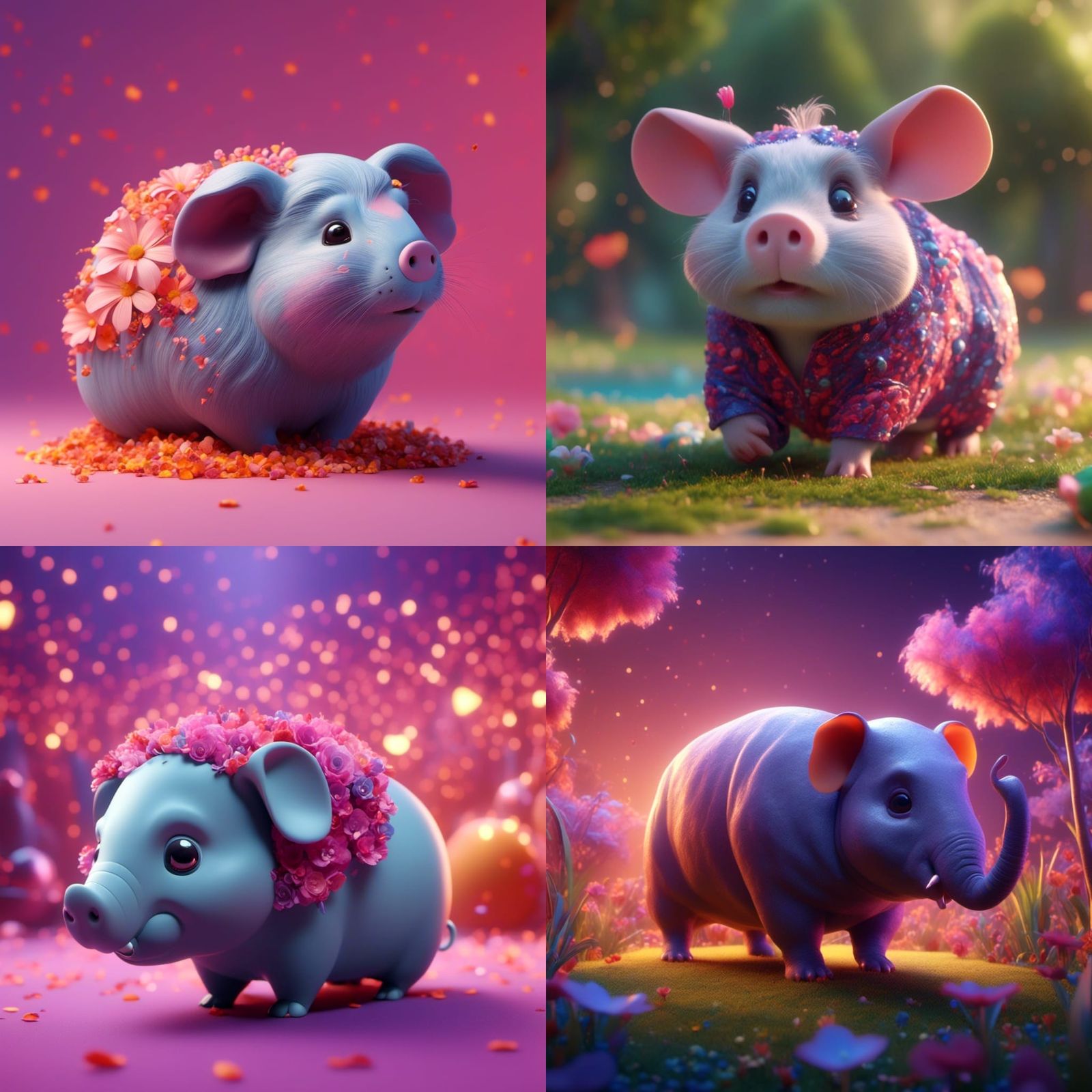 Guinea Pig Elephant Hybrid in Pixar Style