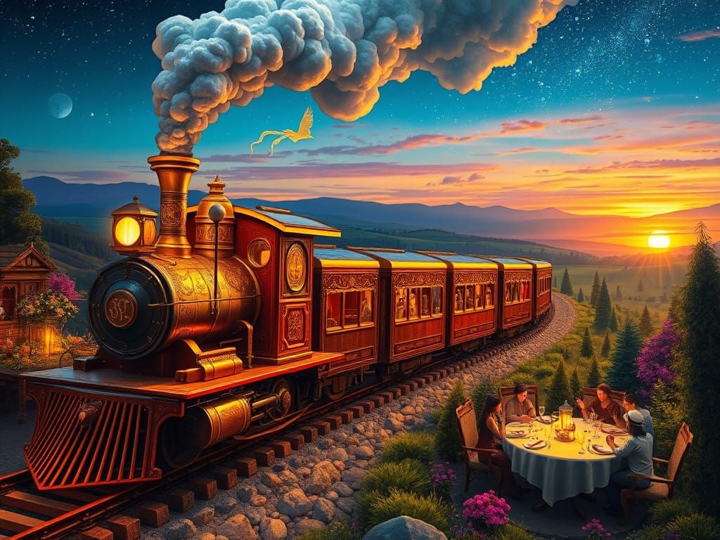Whimsical Sunset Choo-Choo Whisks Passengers Away