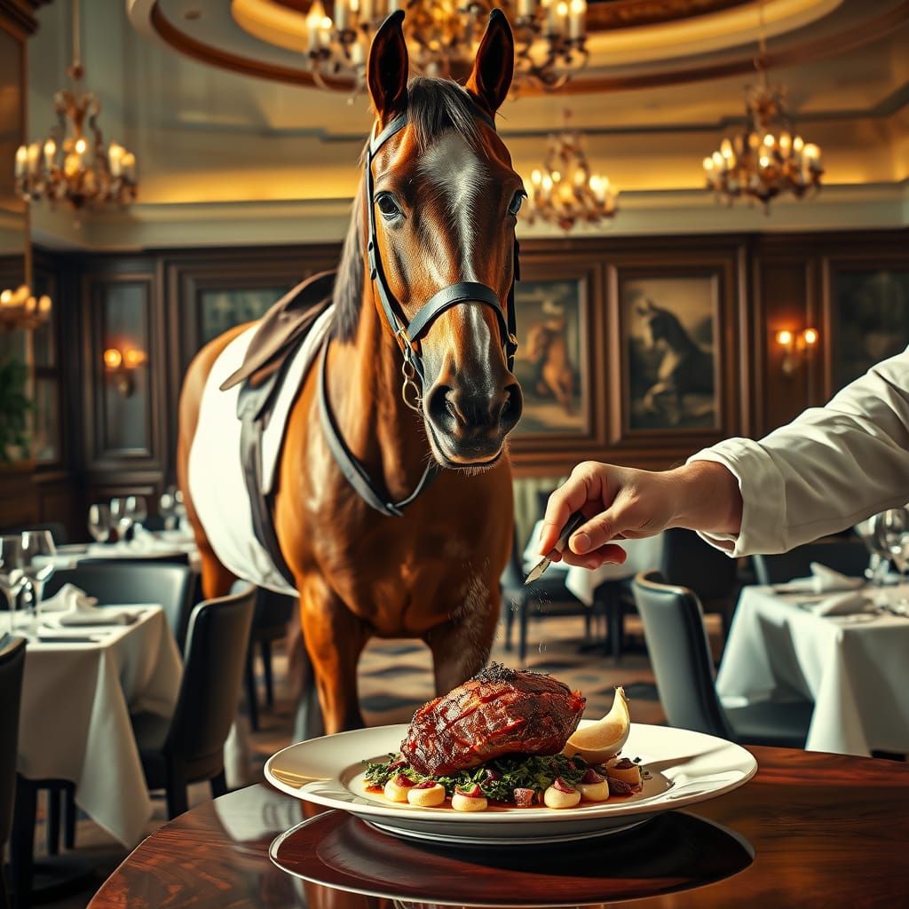 Horse in Restaurant: Fine Dining Scene