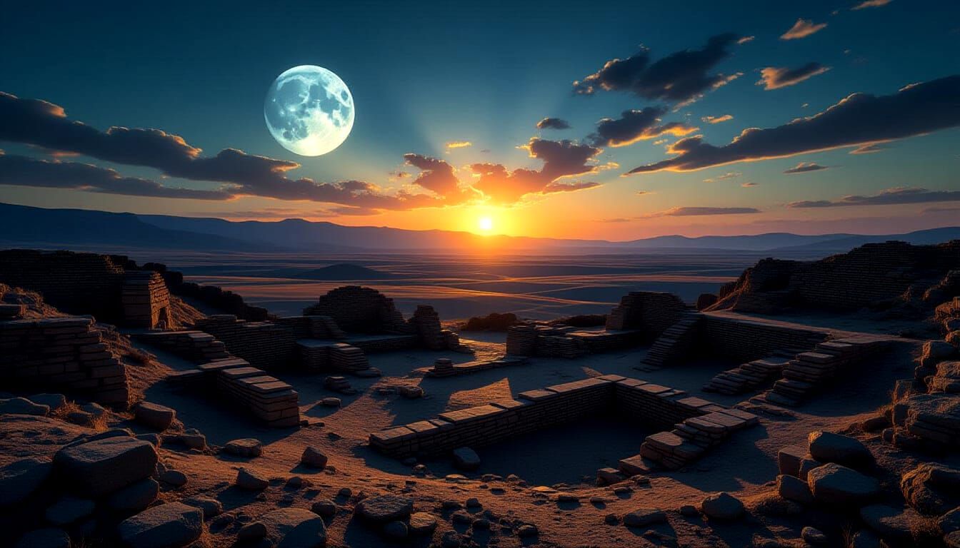 Stunning Archaeology Landscape in Golden Hour Light