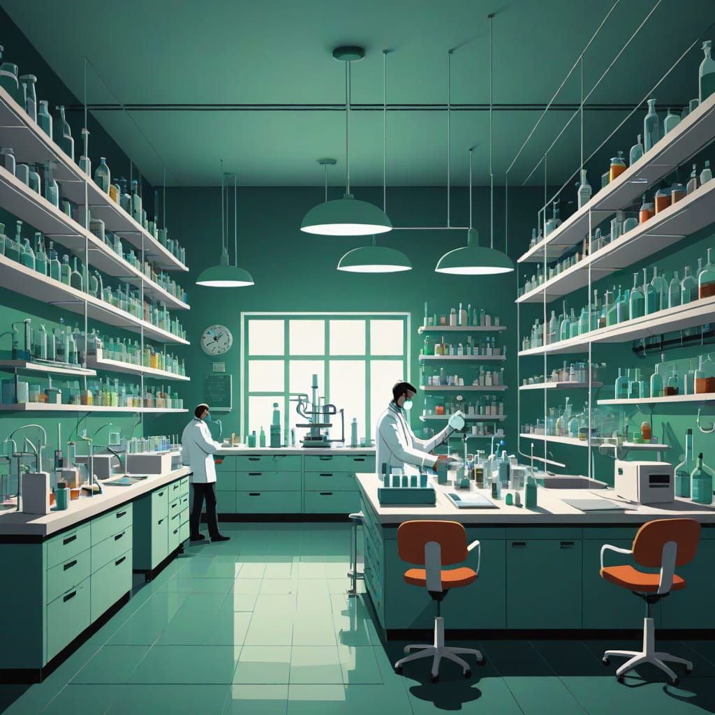 Biotech Lab in Neon Hues