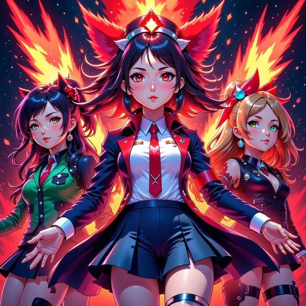 Energetic Anime Scene in Studio Trigger Style