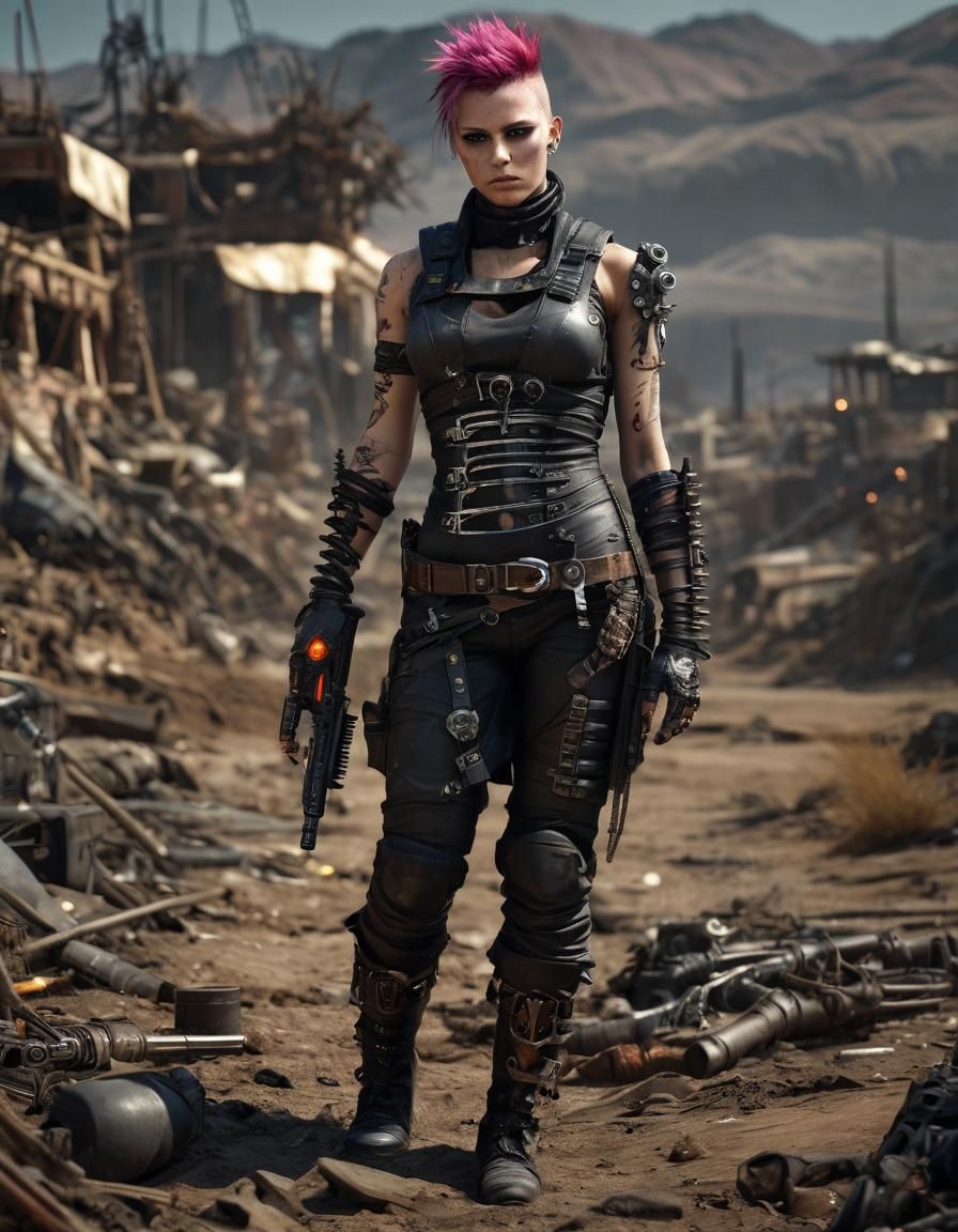 Biopunk Assassin in Post-Apocalyptic Wasteland