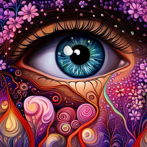 Eye with Branch Reflections in Digital Art Style