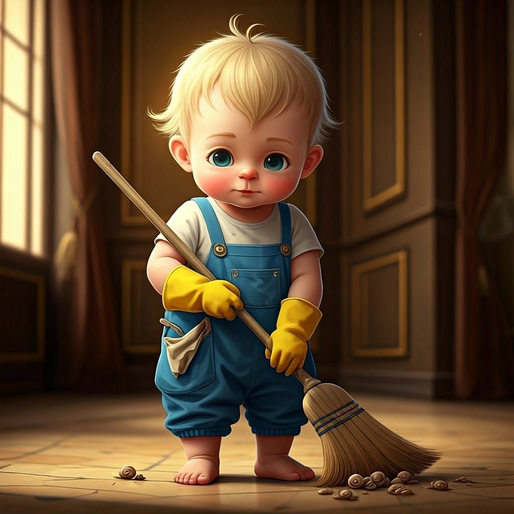 Baby Hotel Cleaner as Detailed 3D Anime Art