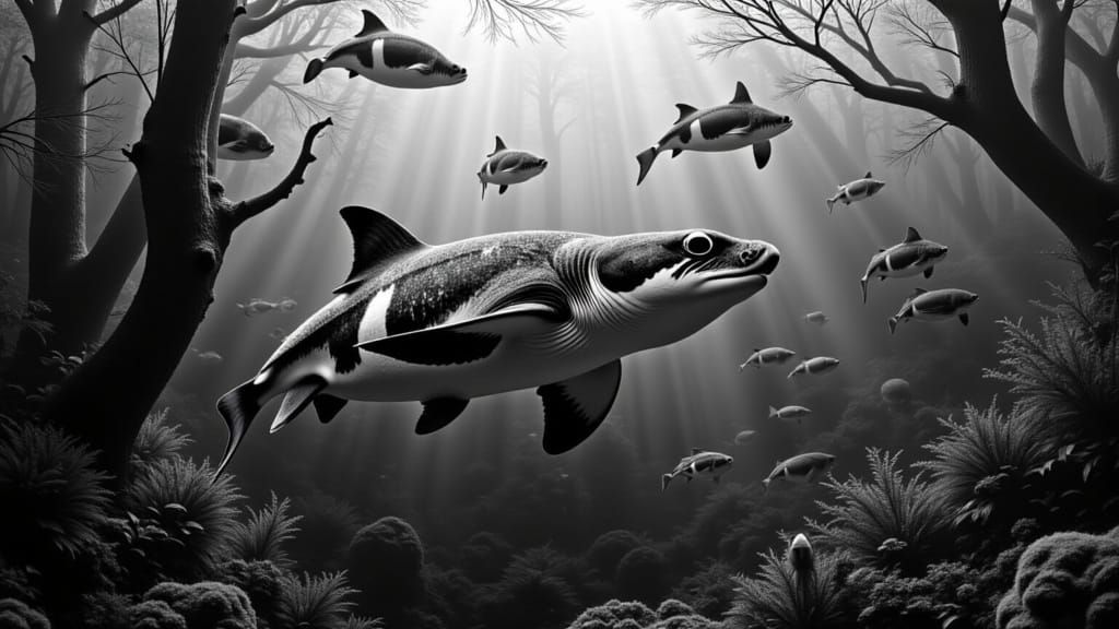 Monochrome Underwater Seascape in Black Sea