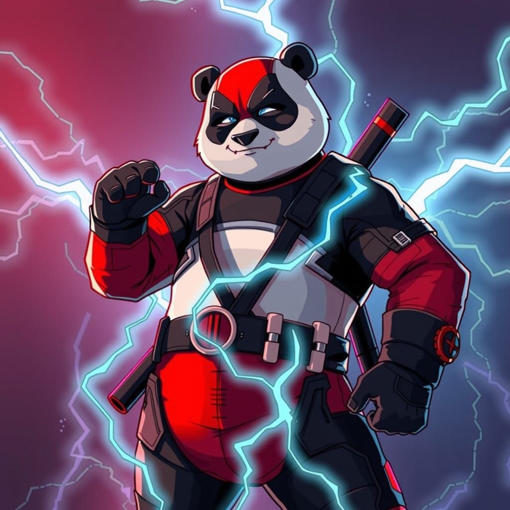 Kung Fu Panda Hero in Deadpool Inspired Anime Art