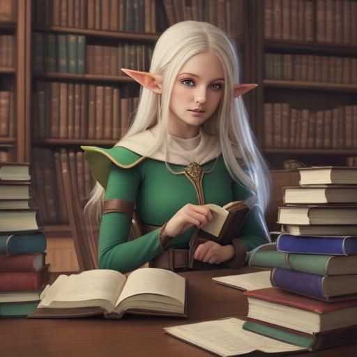 Enchanting Elf Mages Studying Ancient Books