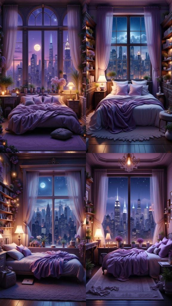 Cozy Rococo Bedroom with NYC Skyline View