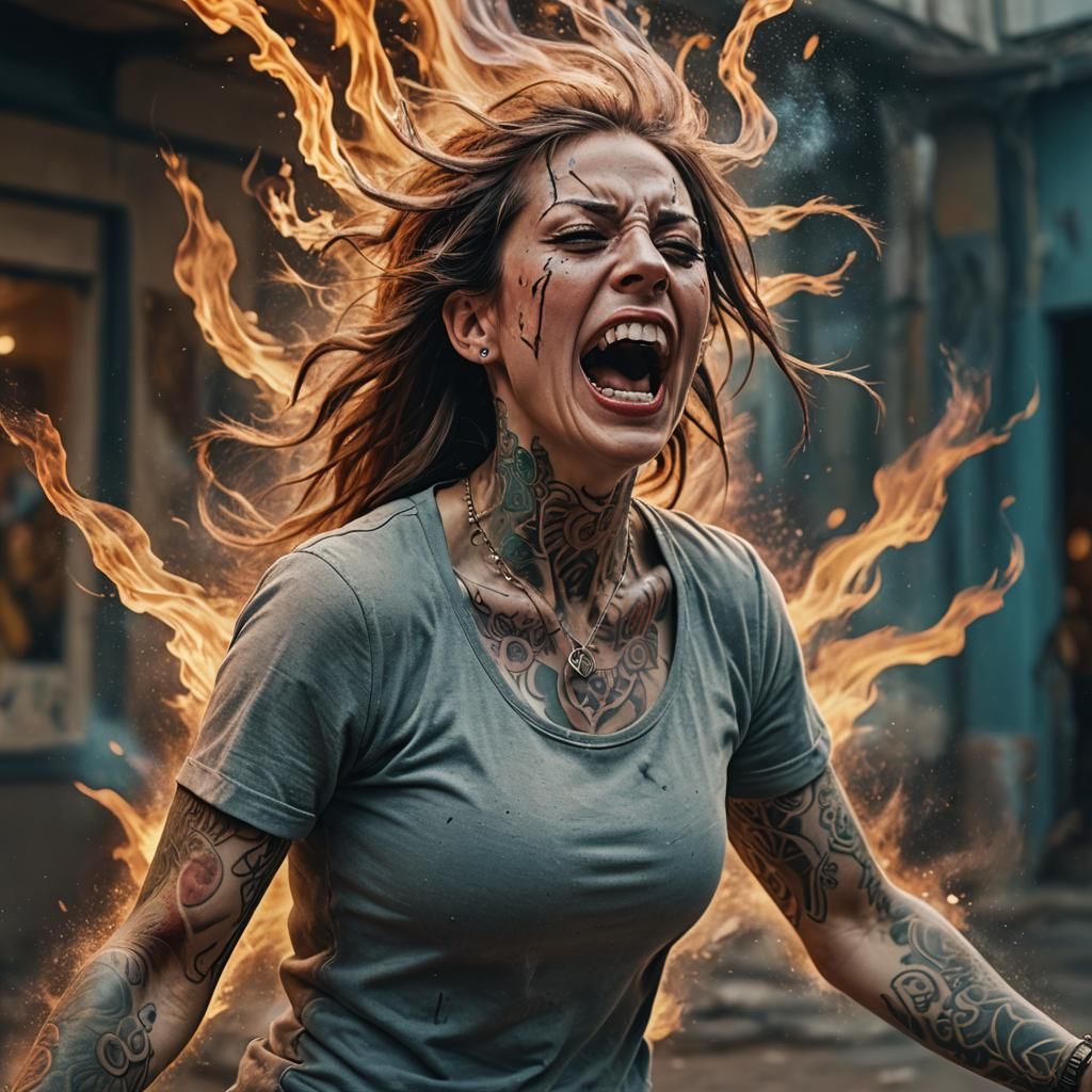 Woman on fire