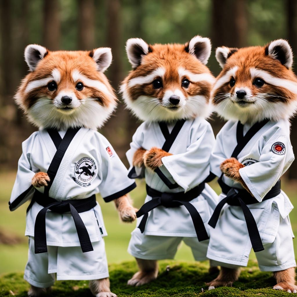 Forest Animals in Karate Uniforms: Professional Photography