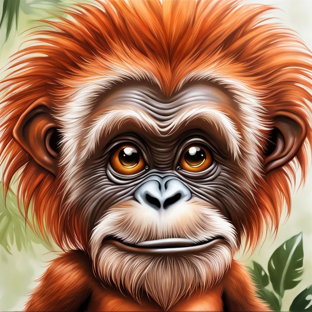 Chibi Orangutan and Possum Airbrush Art