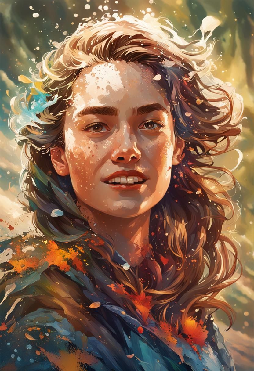 Optimistic Portrait in Splash Art Style