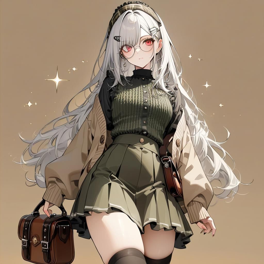 Girl with White Hair and Red Eyes