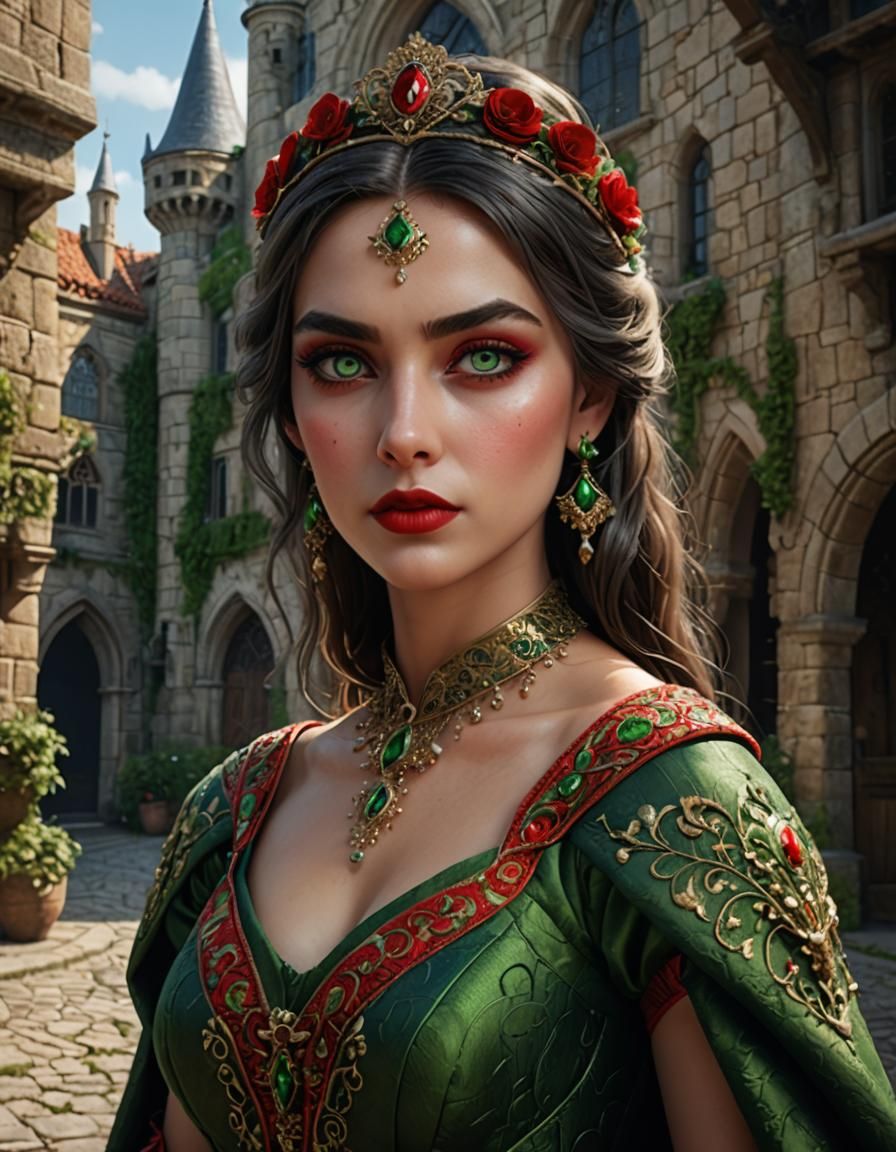 Beautiful Lady in Medieval Gown, Digital Art