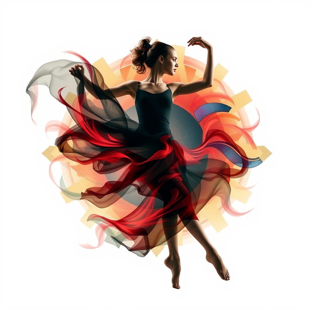 Epic Double Exposure Portrait of Dancer in Art Deco Style