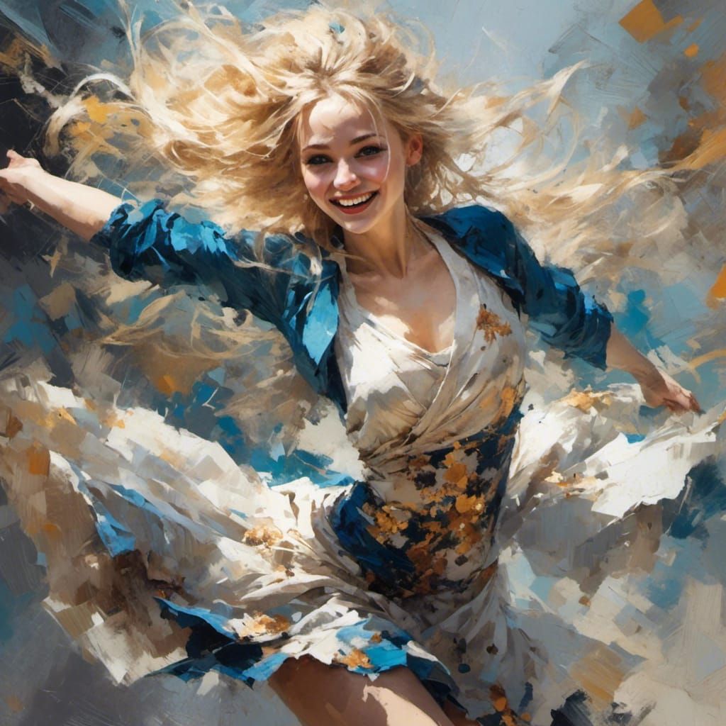 Dynamic Blonde Dancer in Expressive Performance