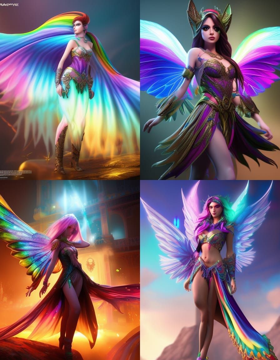 Rainbow Fairy Portrait in Fantasy Art Style