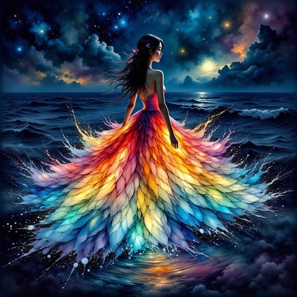 Rainbow Tide Gown