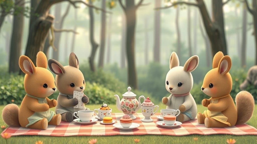 Magical Tea Party with Cartoon Animals