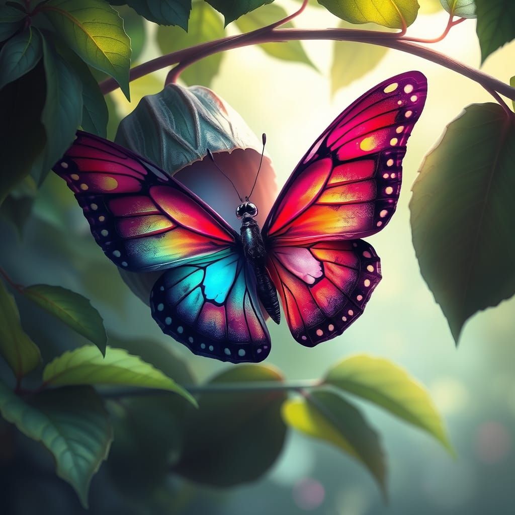 Vibrant Butterfly Emerges: Fantasy Concept Art