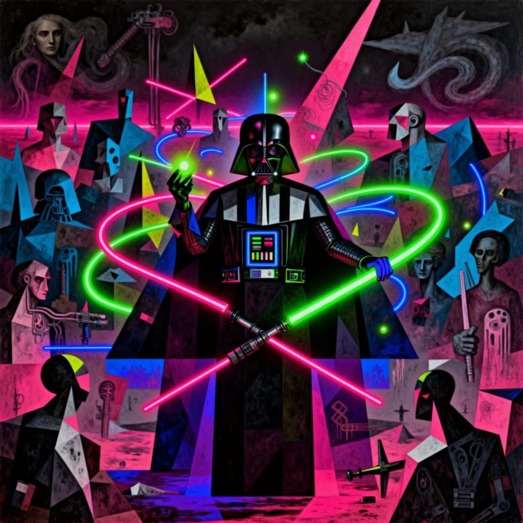 Darth Vader Conducting Orchestra in Abstract Style